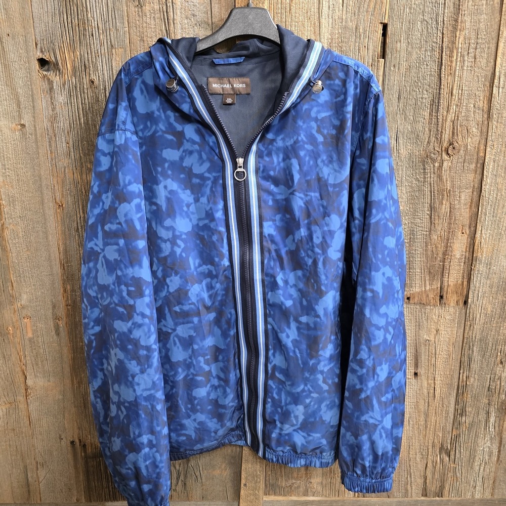 Michael Kors Jacket Mens 2XL Hooded Windbreaker Full Zip Lightweight Polyester